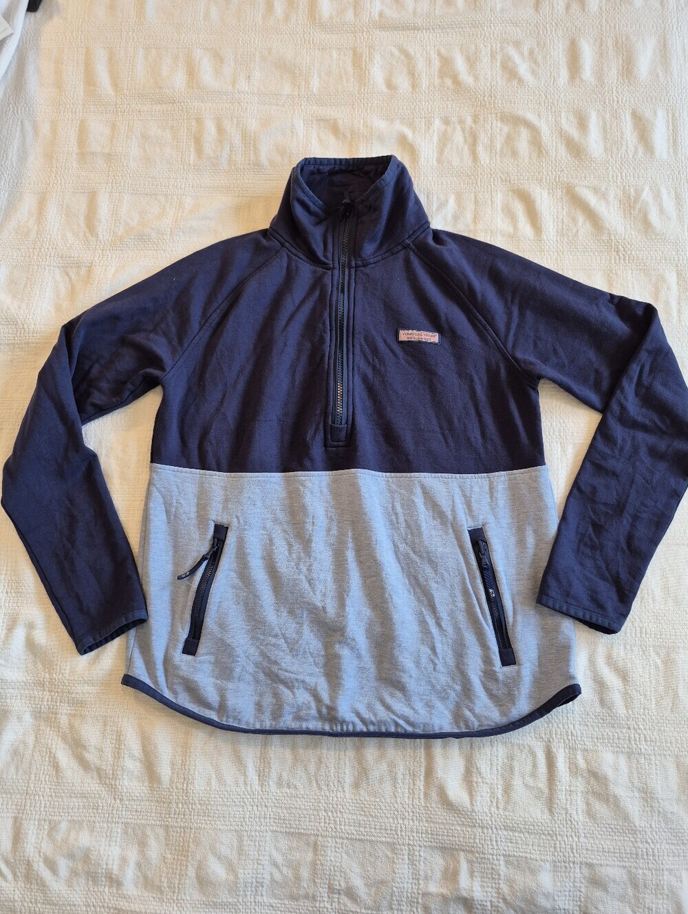 Vineyard Vines Womens Small 1/2 Zip Long Sleeve Mock Neck Blue Pullover Sweater
